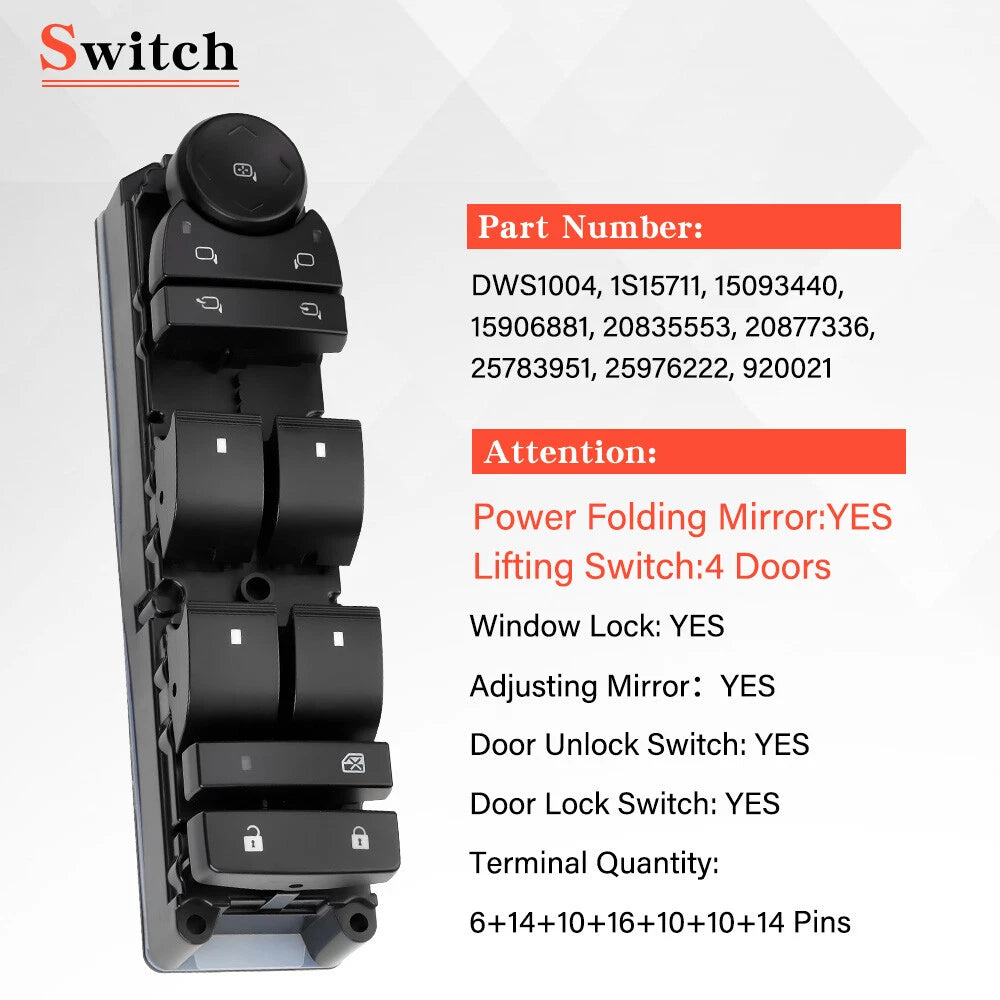Power Window Switch for Chevrolet GMC Cadillac (2000–2007) 20835553