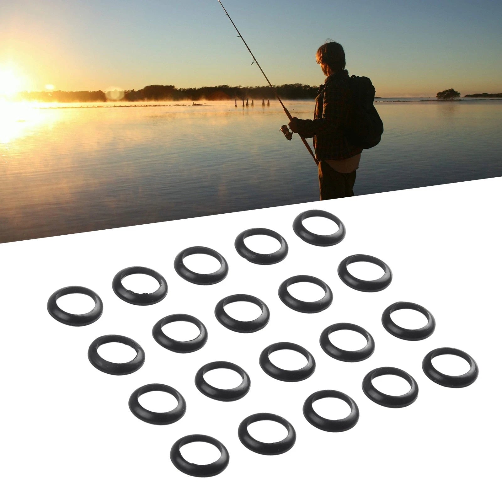 20 Pcs Elastic Winding Check Dress Ring Trim Adapter for Fishing Rods