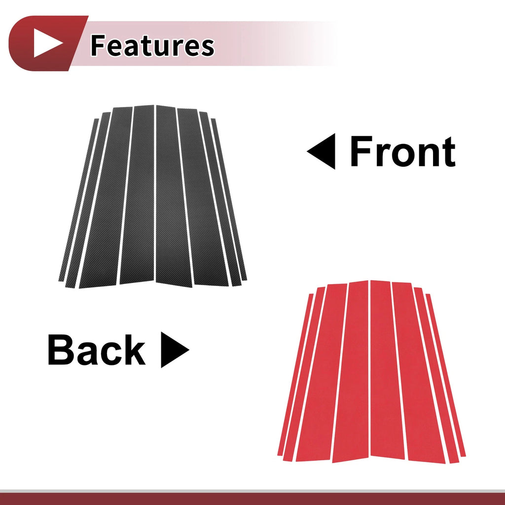 8 Pcs Car Door Pillar Window Trim for Toyota Prado (2010–2023) Carbon Fiber