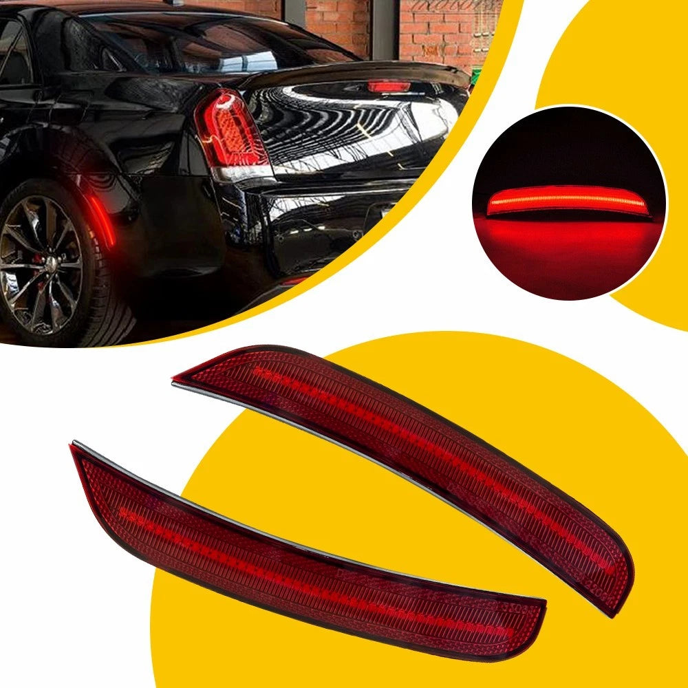 Set of 2 Red Lens Rear Bumper Side Marker Lights for Chrysler 300 (2015–2023)
