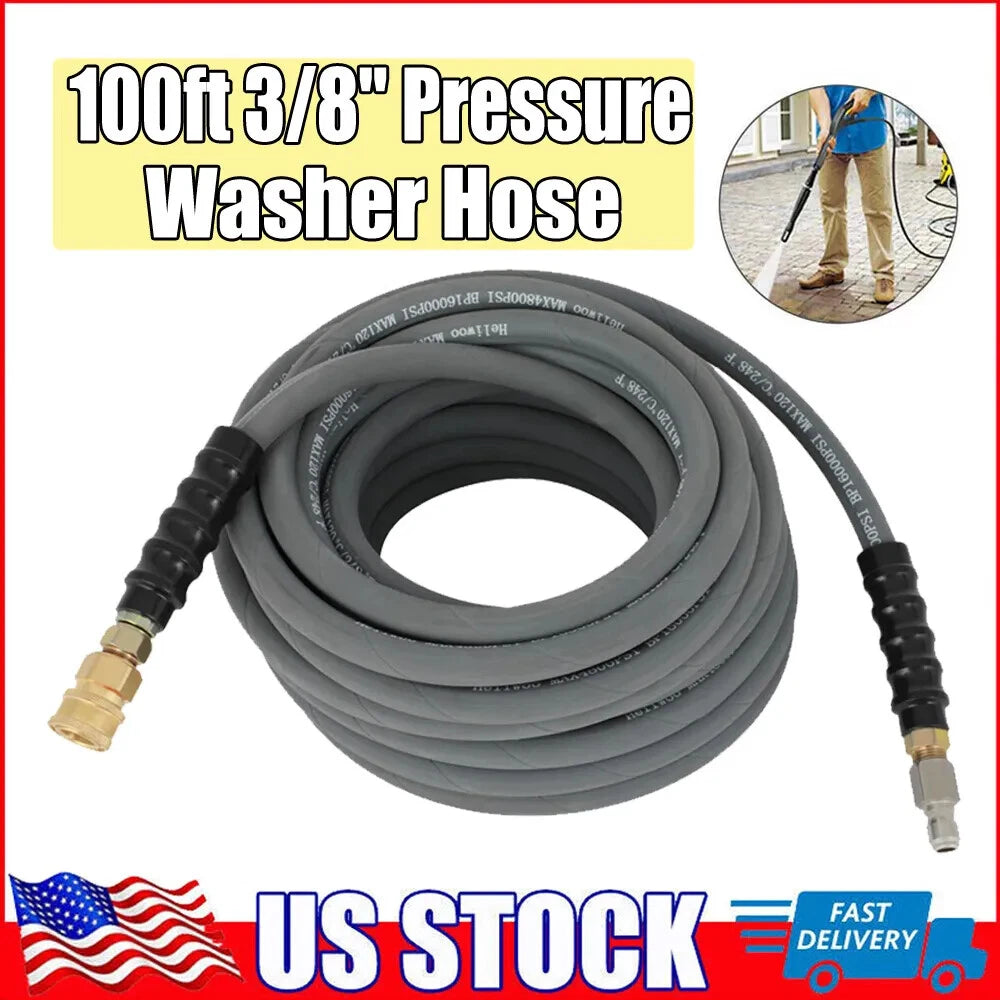 Pressure Washer Hose 3/8" 100ft 4000 PSI with Couplers