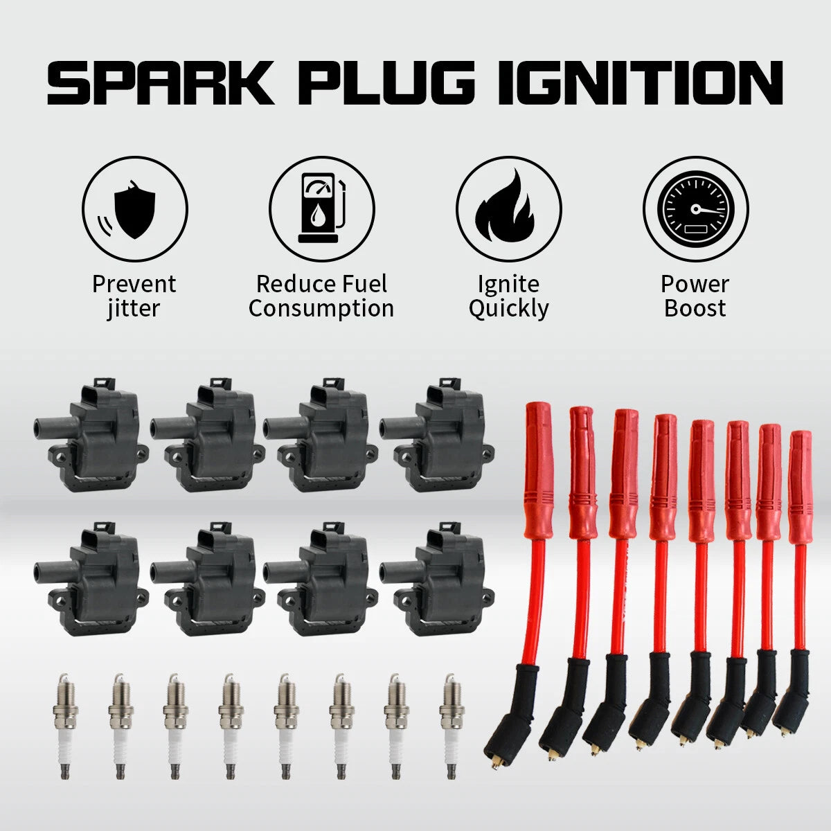 8X Ignition Coil, Spark Plug, Wire D580 UF192 for Chevrolet Camaro (1998–2002)