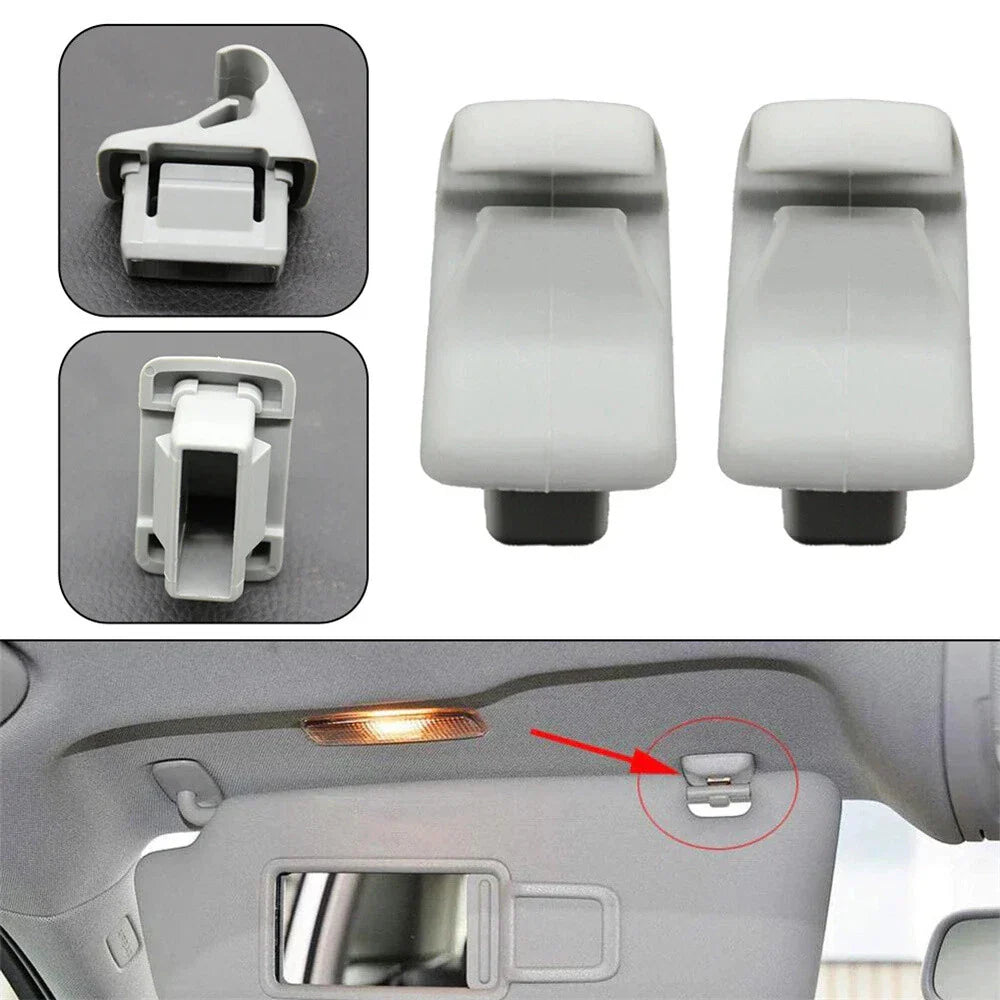 Car Sun Visor Holder Clips Grey for Lancer, Outlander (2007-2017)