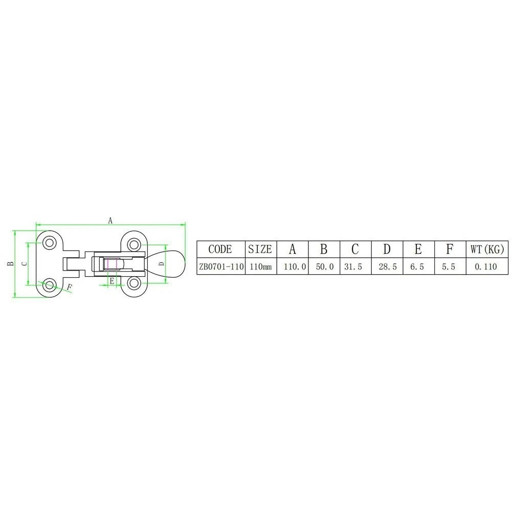 Stainless Steel 316 Hatch Lock Buckle 110mm for Marine Yacht (RV Use)