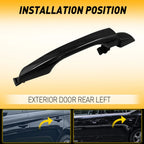 Outside Door Handle for Hyundai Elantra (2017-2020) - Left Rear, Black