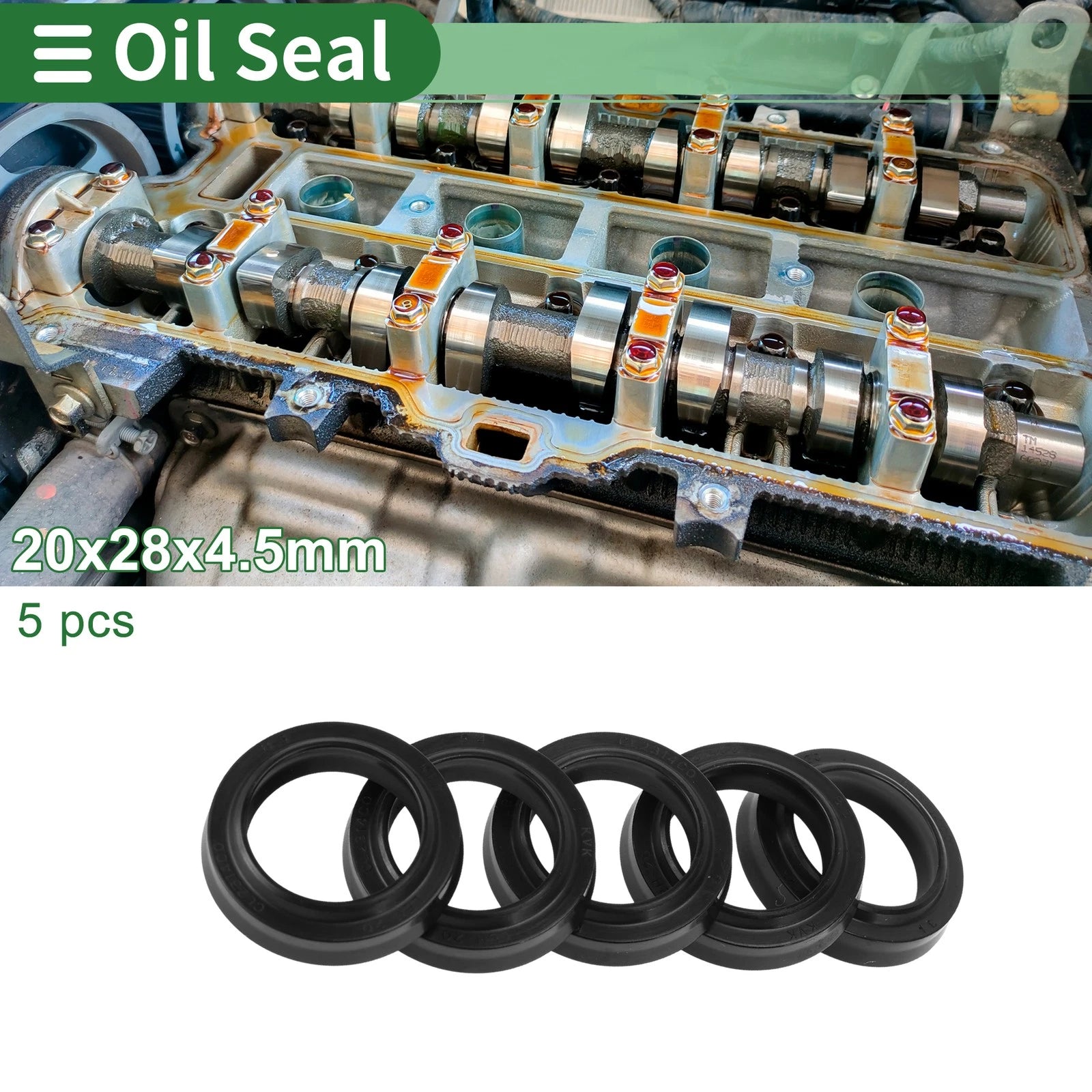 Set of 5 Oil Seal Ring NBR Rubber 20x28x4.5mm for Automotive Applications