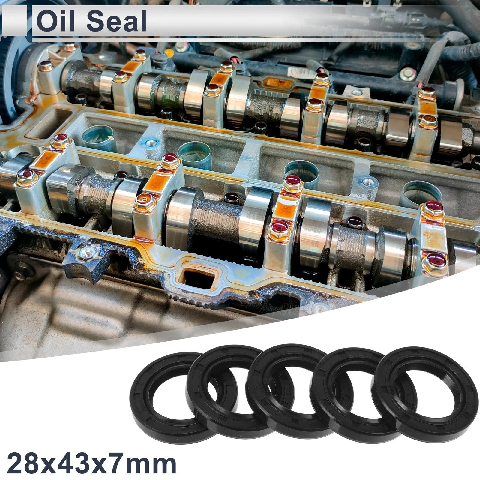 Set of 5 Oil Seal Rotary Shaft Seal TC Ring 28x43x7mm Nitrile Rubber