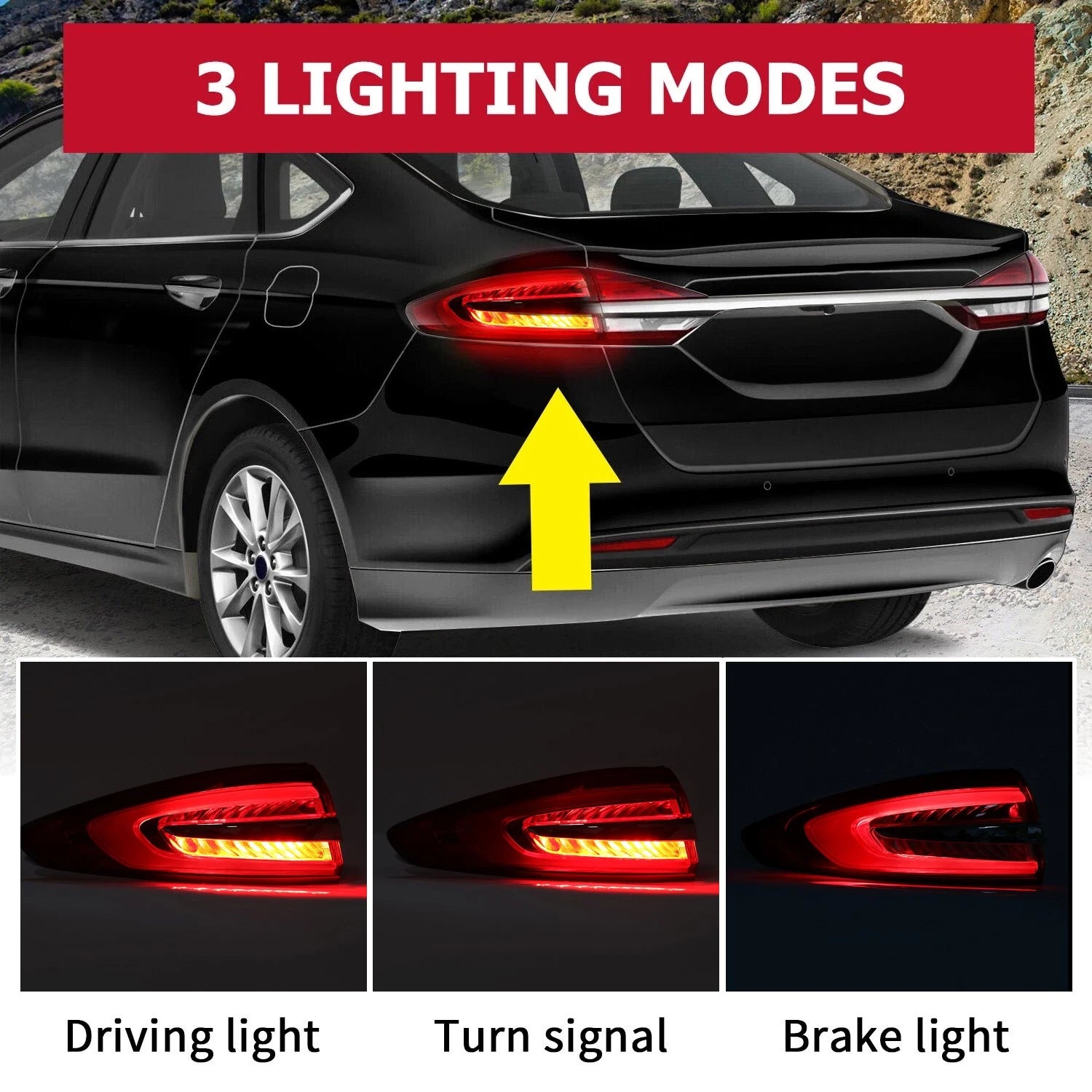 Set of 2 LED Tail Lights for Ford Fusion (2017–2020)