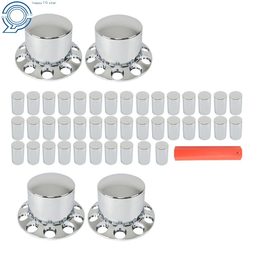 Set of 4 Chrome Rear Wheel Axle Covers for Semi Truck