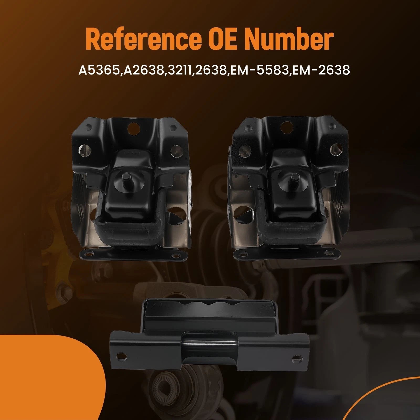 Set of 3 Engine Motor & Trans Mounts for Cadillac Chevrolet GMC (2007-2014)