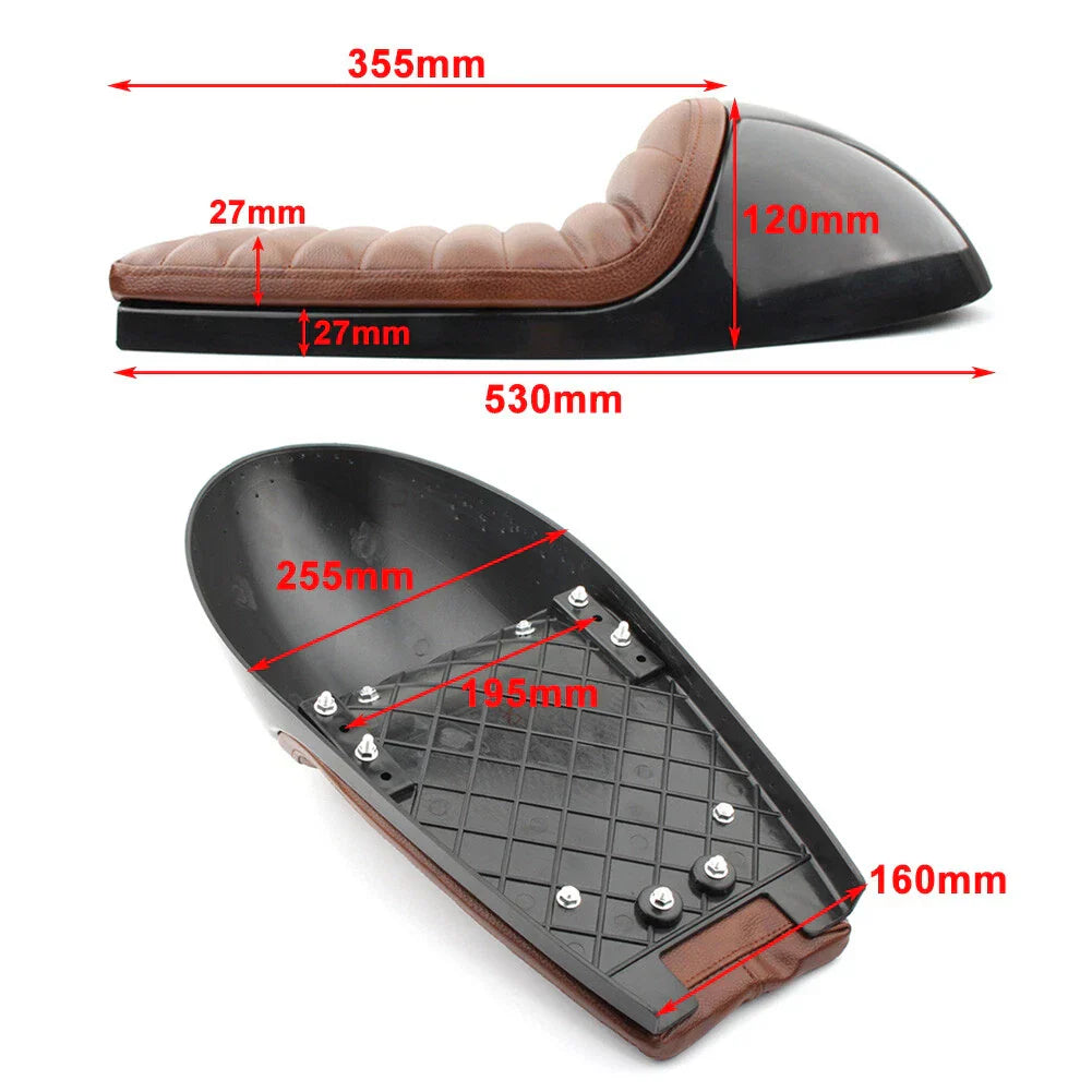 Universal Cafe Racer Seat Pan Vintage Cushion for Scrambler Black