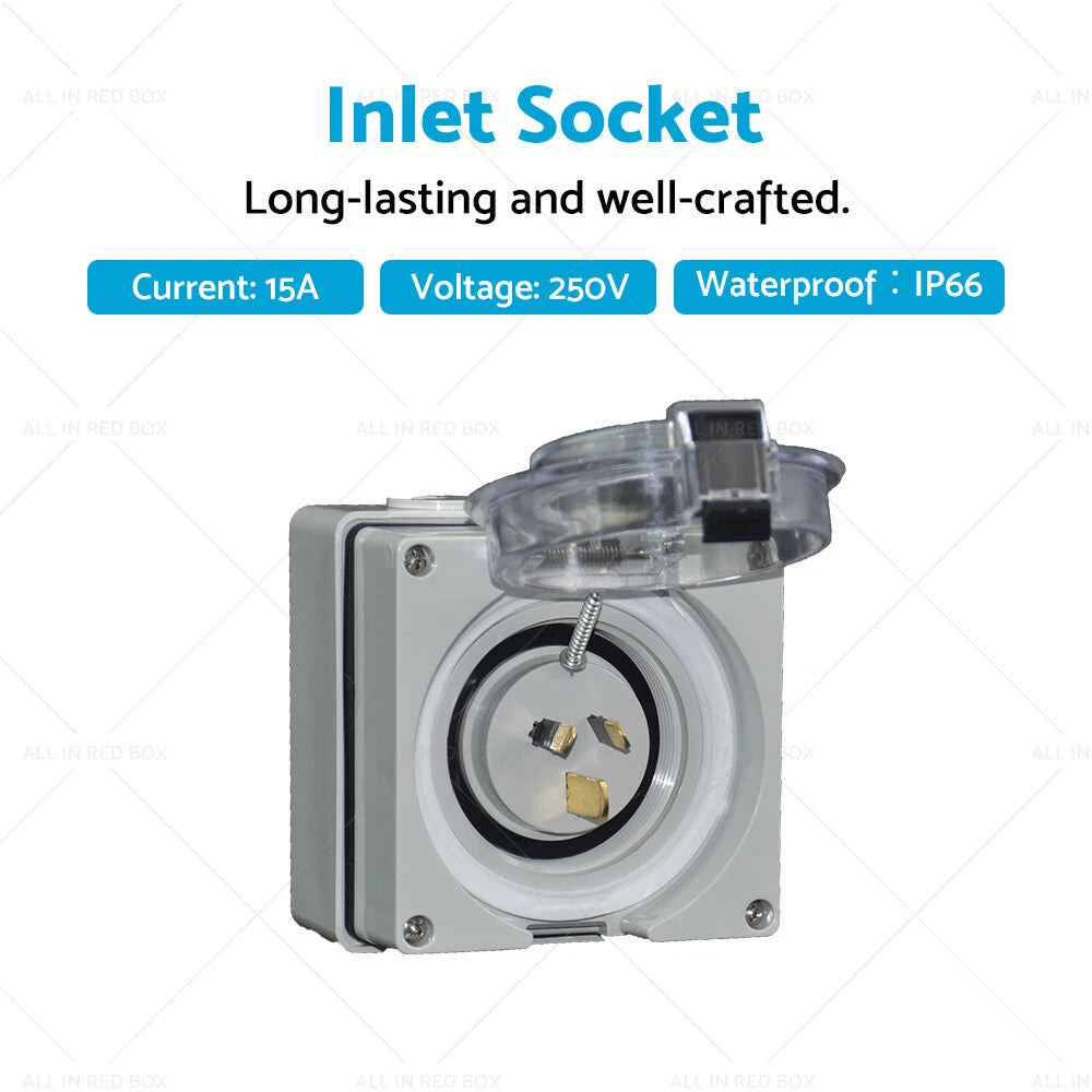 15A 3Pin Power Inlet for Caravan Motor Home RV (250V)