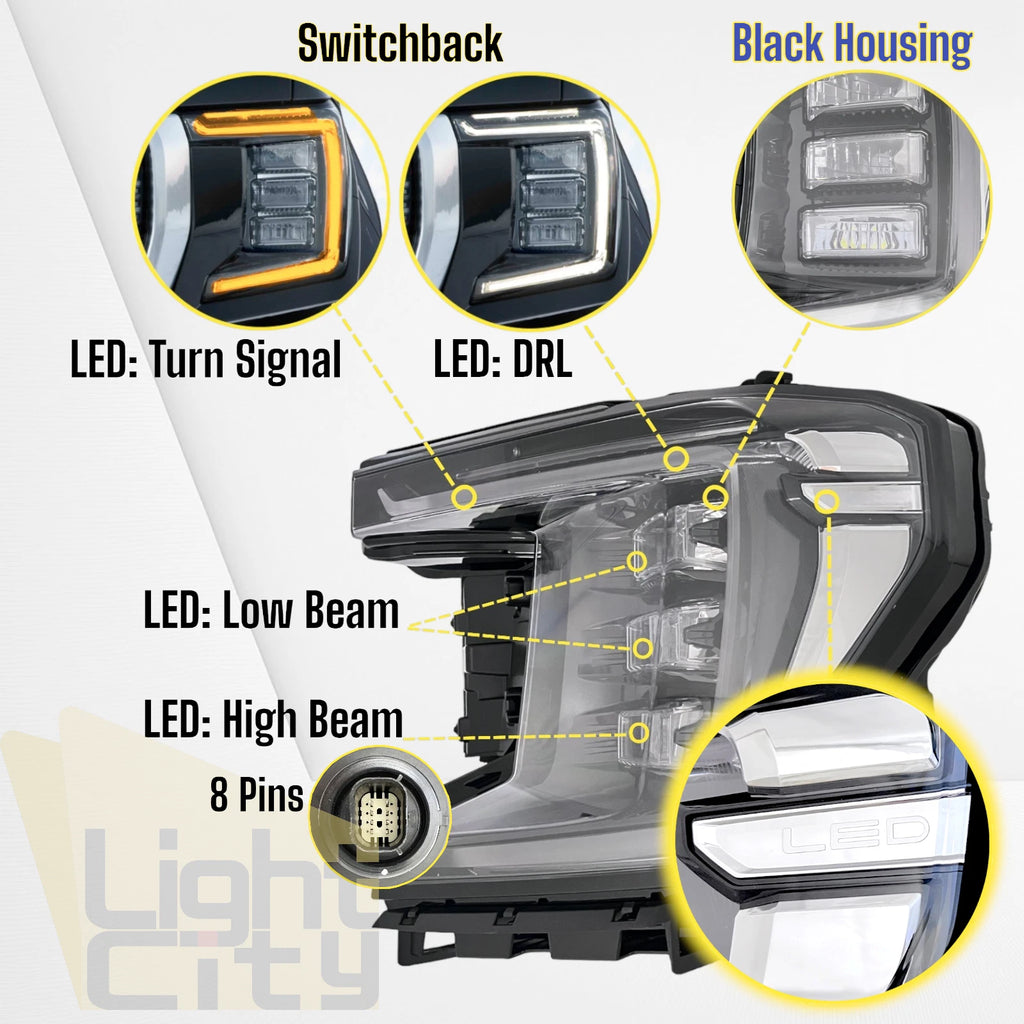 Full LED Driver Side Headlight LH for GMC Yukon XL Denali AT4 (2021–2023)
