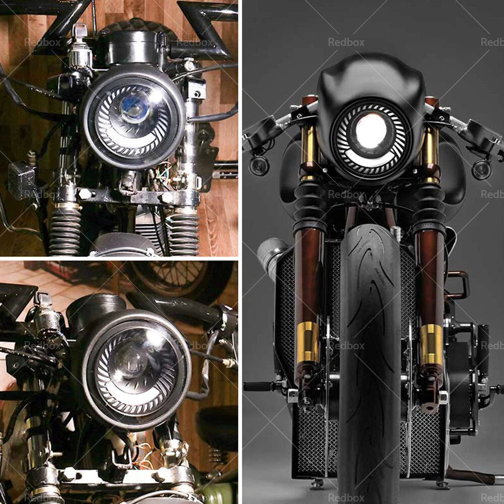 6.5" LED Headlight Spiral Side Mount Bracket for Cafe Racer