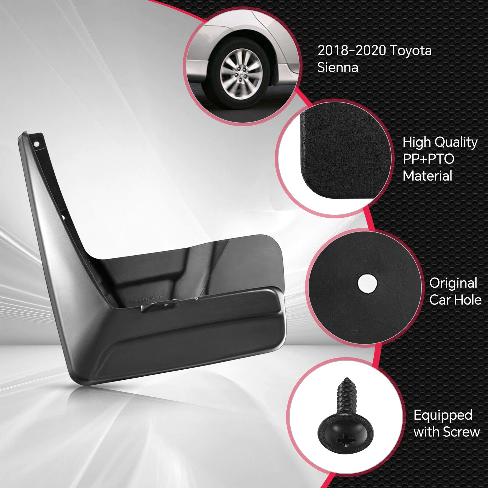 Mud Guards with Hardware for Toyota Sienna (2018–2020) Mini Passenger Van