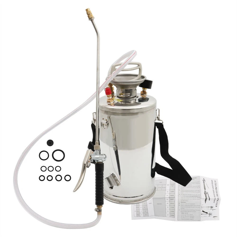 1.5 Gallon Stainless Steel Sprayer for Lawn & Garden (16" Wand, 3.3FT Hose)