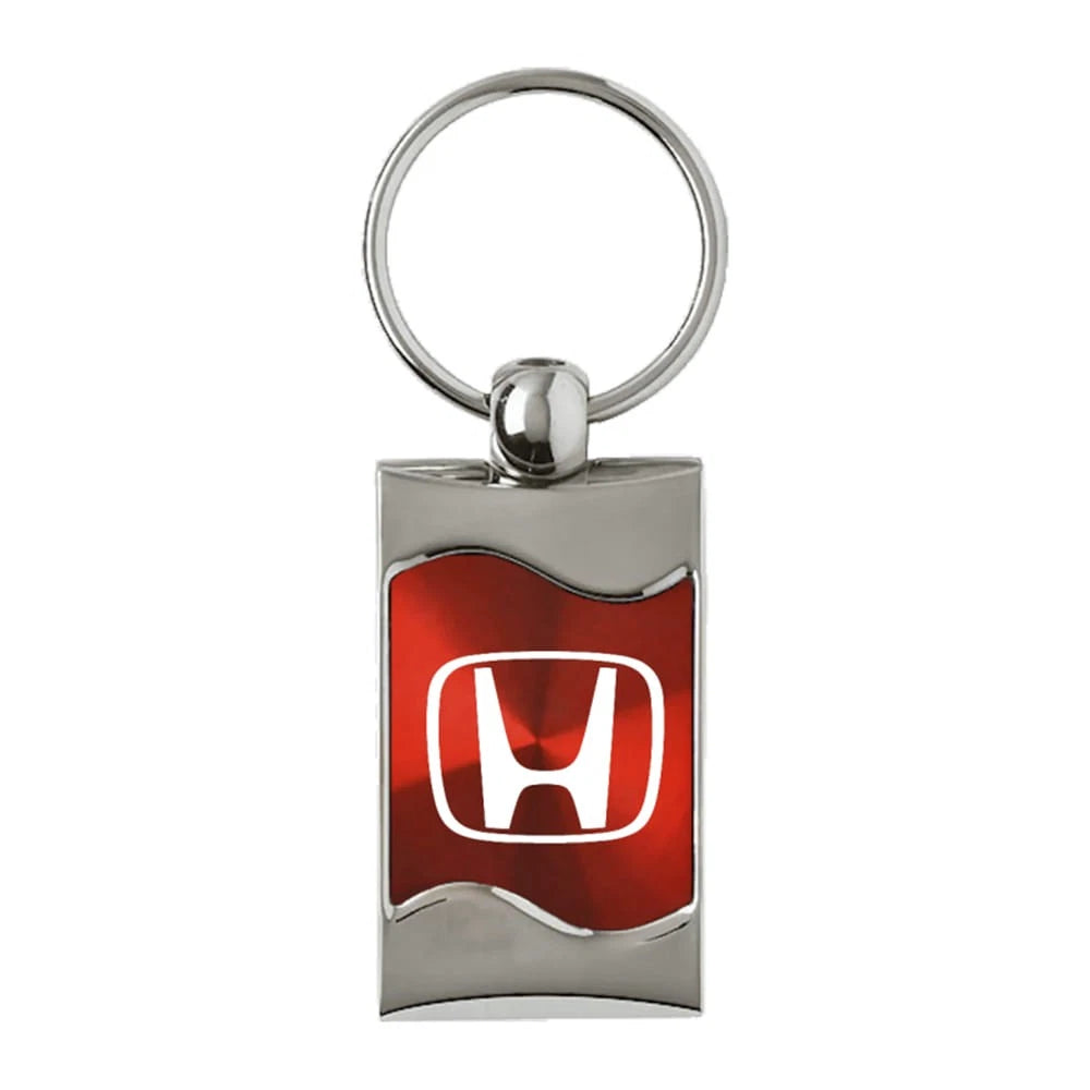 H on Red Rectangular Wave Keychain - Officially Licensed for Honda