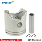 Piston Set +025 & Ring for Yamaha 2T 9.9HP 15HP Outboard (682-11631-1, 6E7-11635-00)