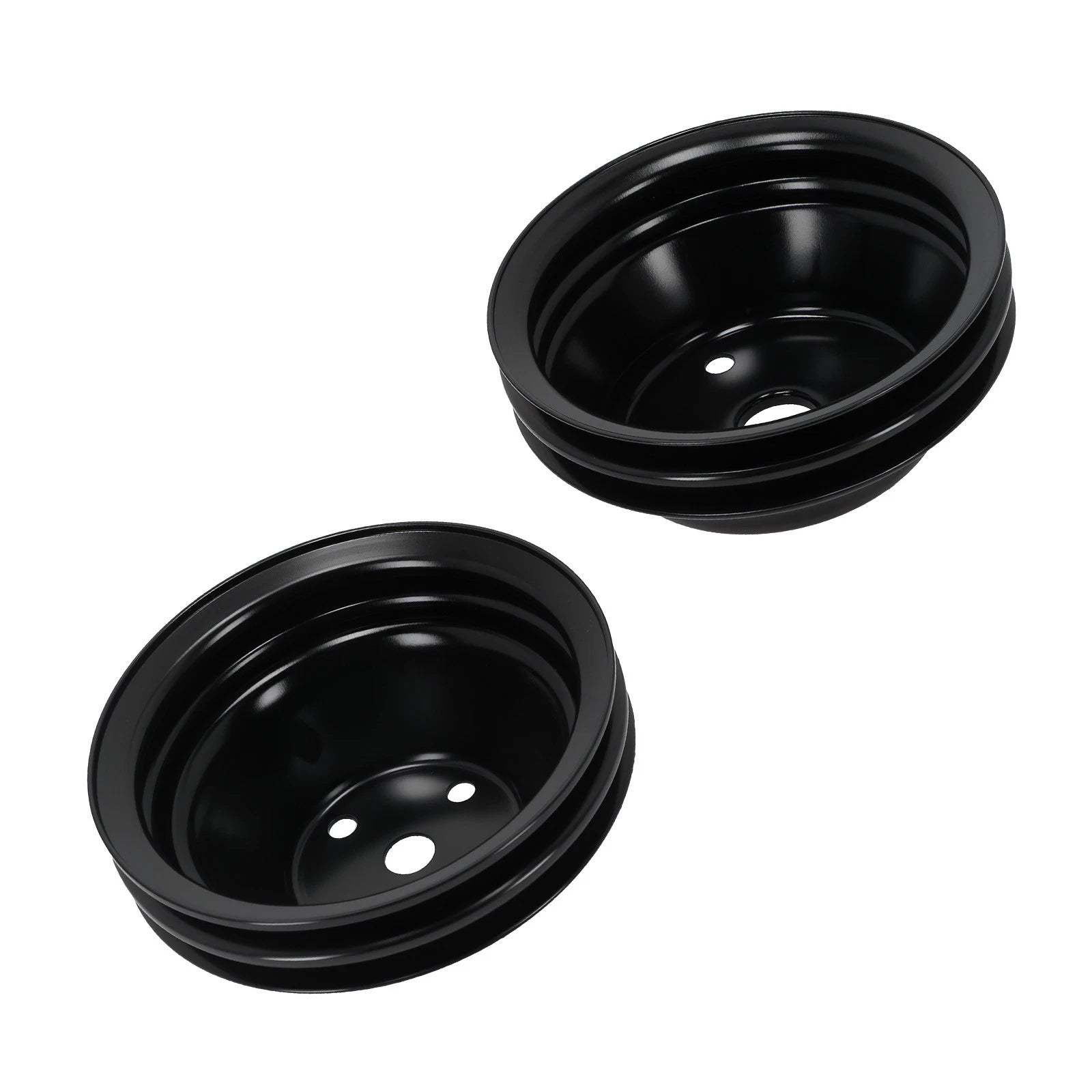 Black Steel Long Water Pump & Crankshaft Pulley for Chevrolet Small Block V8 (1969–1986)