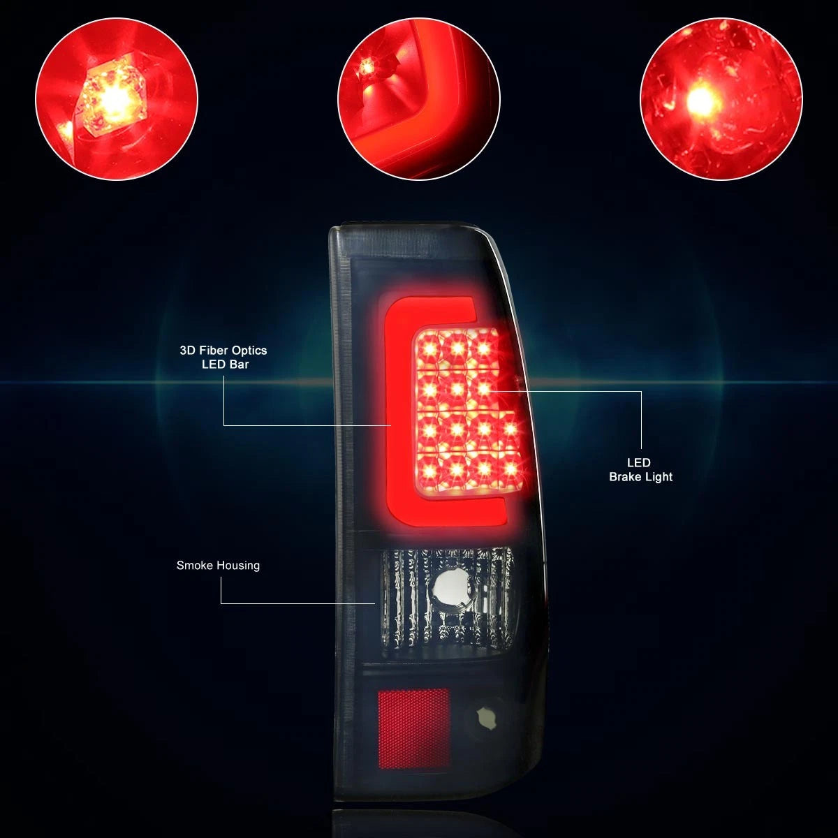 3D LED C-Bar Tail Light for Chevy Silverado (2003–2007) Tinted