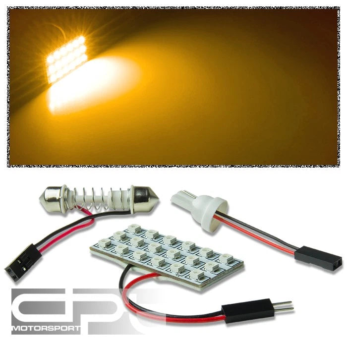 T10 18-SMD Amber LED Interior Dome Wedge Light Bulb for