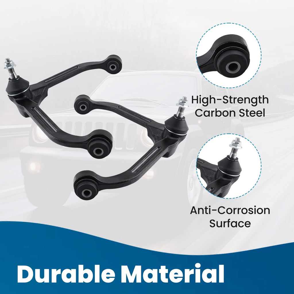 Set of 4 Front Upper Control Arms and Lower Ball Joints for Jeep Liberty (2002-2004)