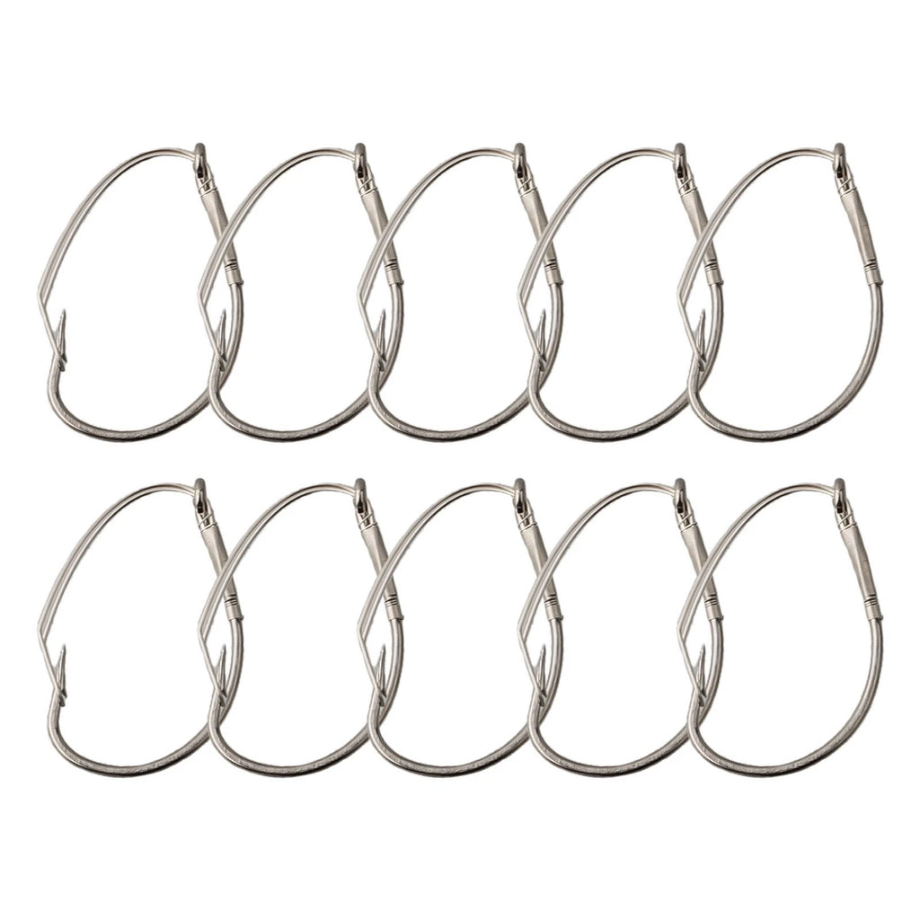 10pcs Wacky Rig Hooks for Fishing - High Carbon Steel, Weedless, Barbed