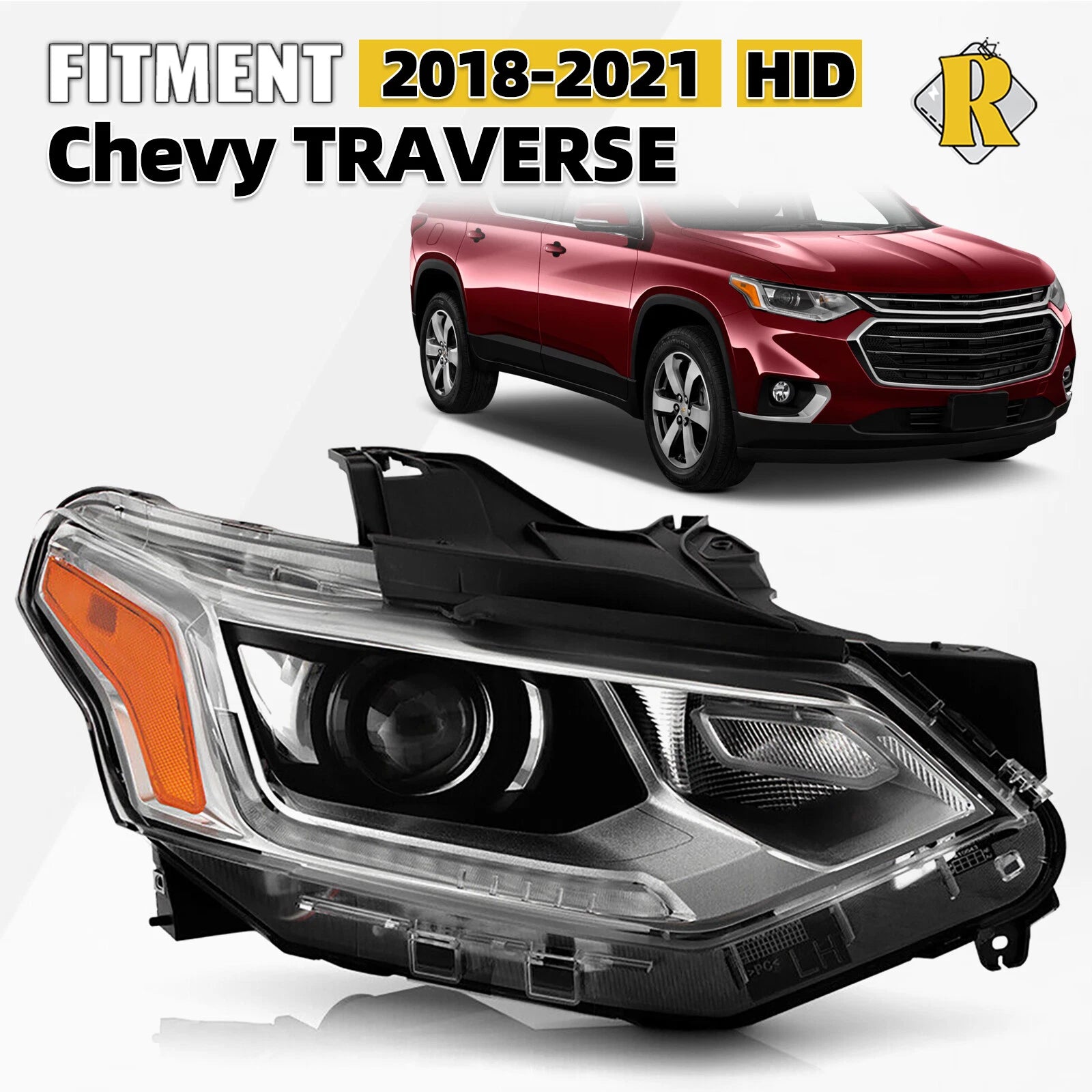 HID Headlight w/LED DRL Projector for Chevy Traverse (2018–2021)