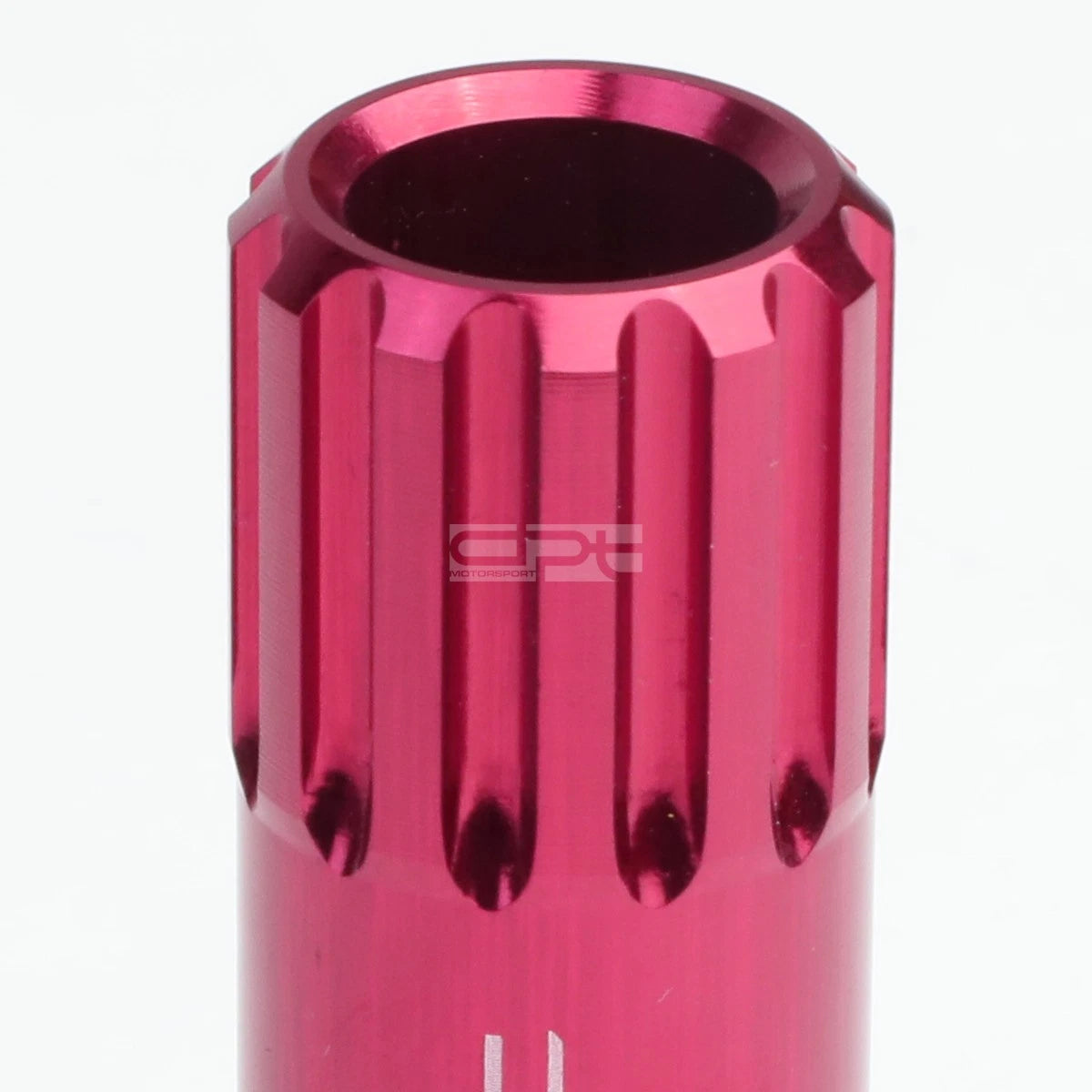 Set of 4 Open-End Aluminum Pink Lug Nuts + Adapter M12x1.5 (20mm OD/60mm Tall)