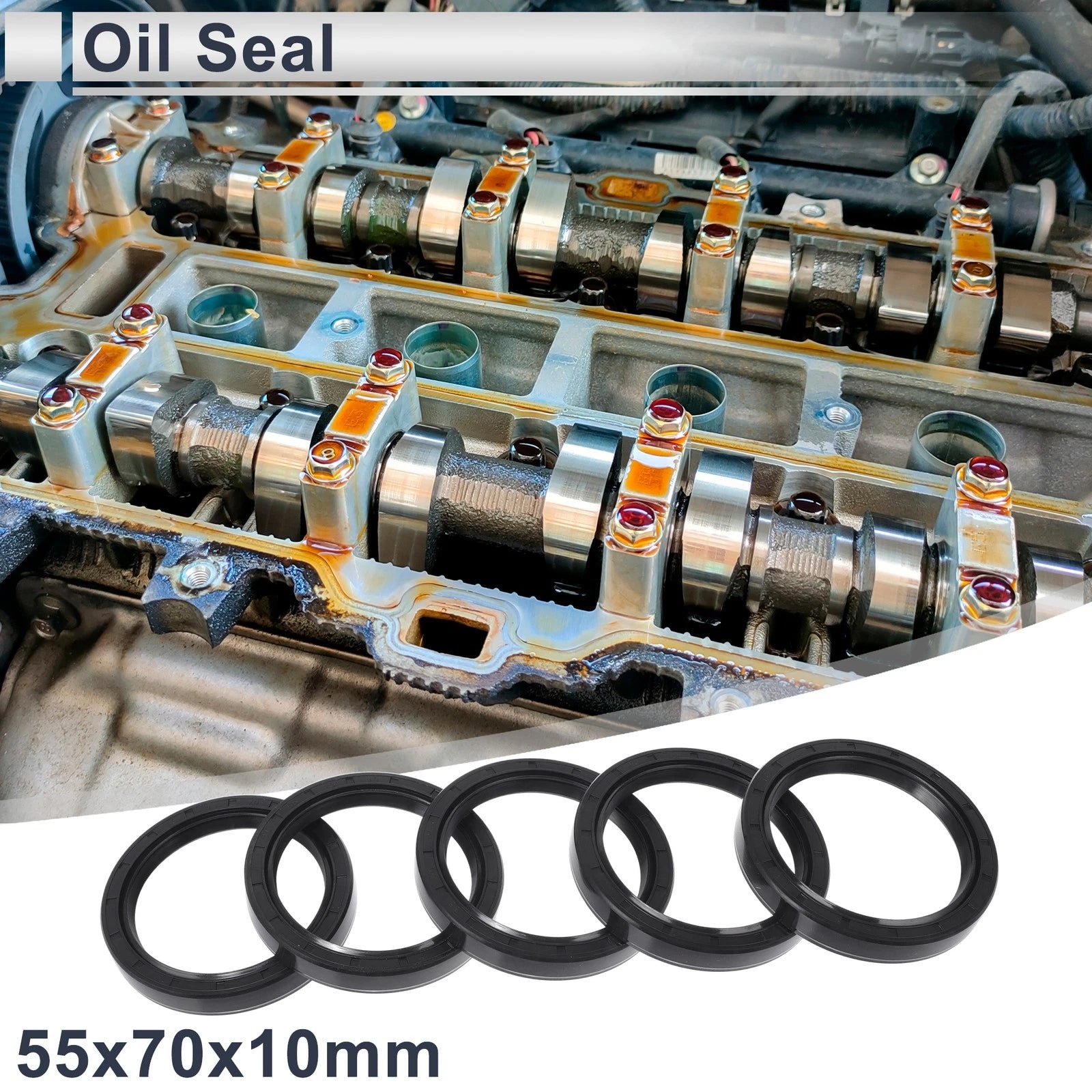 Set of 5 Oil Seal Rotary Shaft Seal NBR Rubber 55x70x10mm