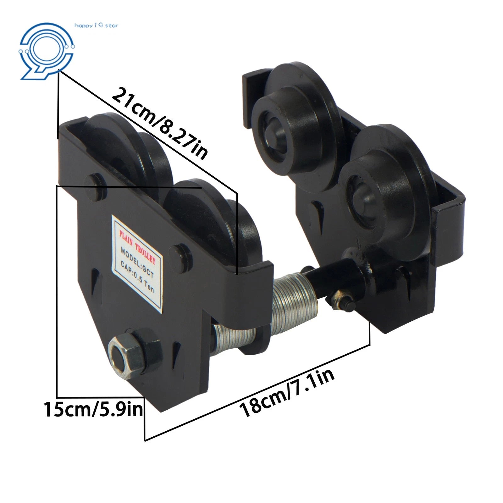 Double Wheel I-Beam Trolley for Adjustable 55-135mm (1100 lbs/0.5 Ton)