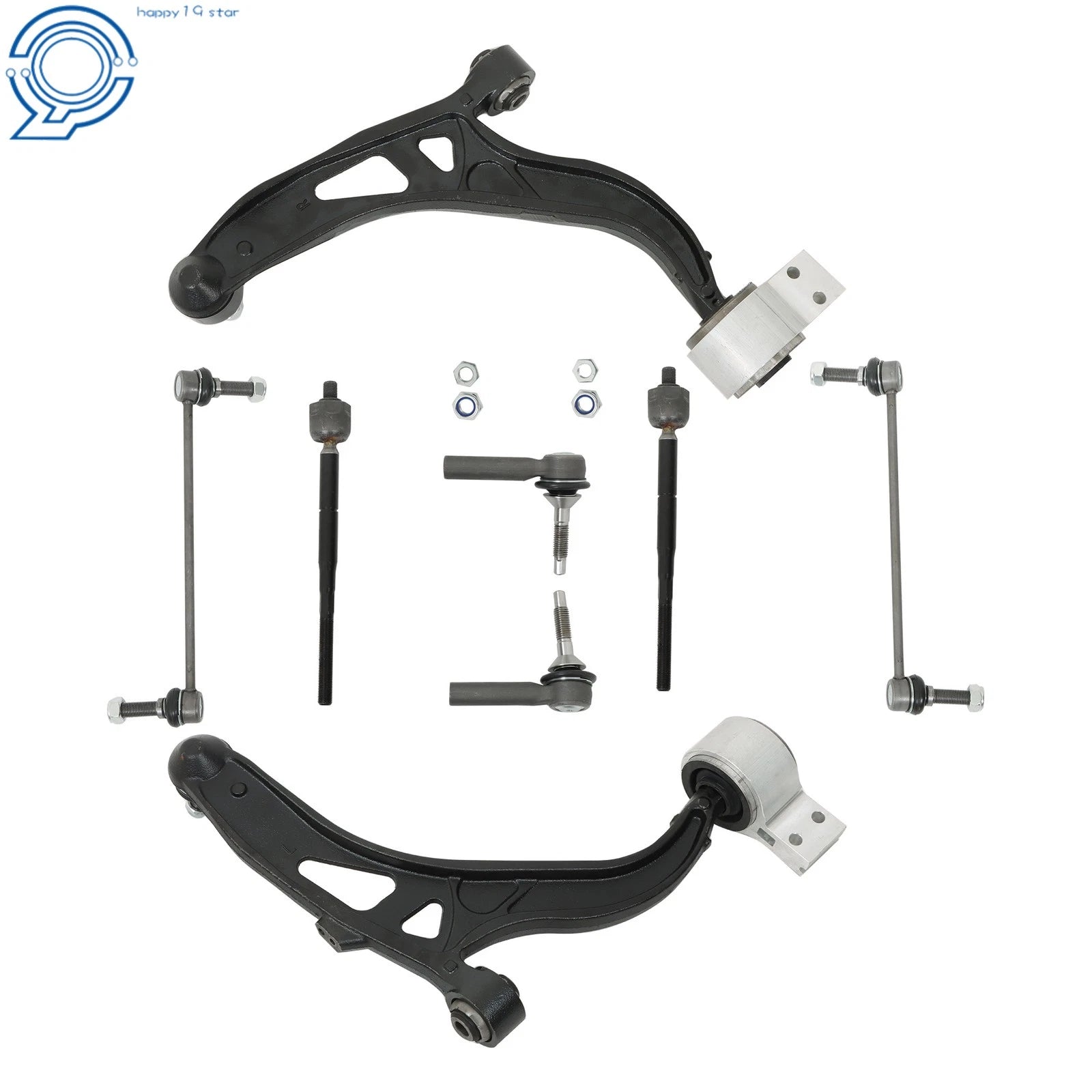 Set of 8 Front Lower Control Arms Sway Bars Tie Rods for Lincoln MKT Ford Flex (2013–2017)
