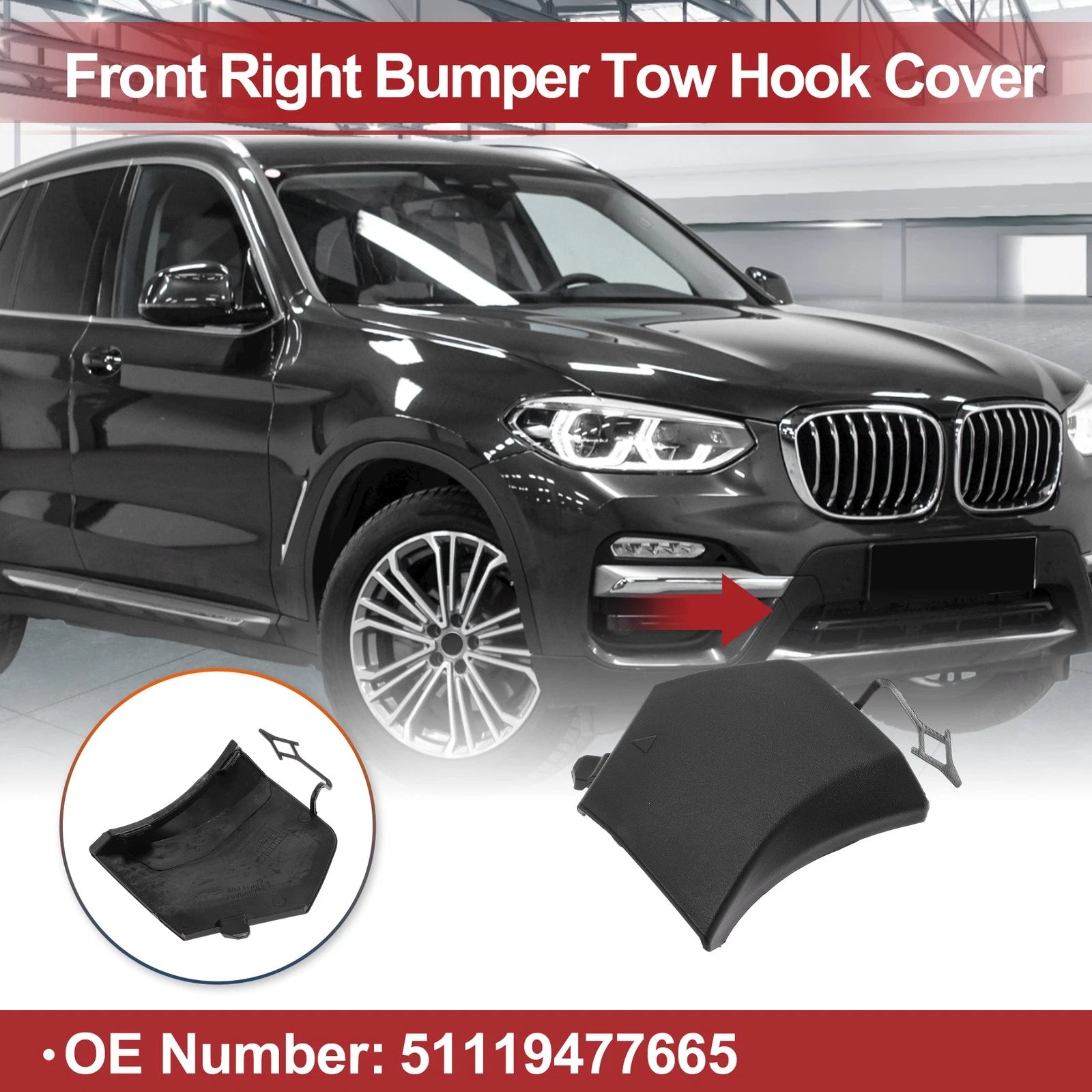 Tow Hook Cover Cap for BMW X3 G01 G08 (2018–2023) No.51119477665