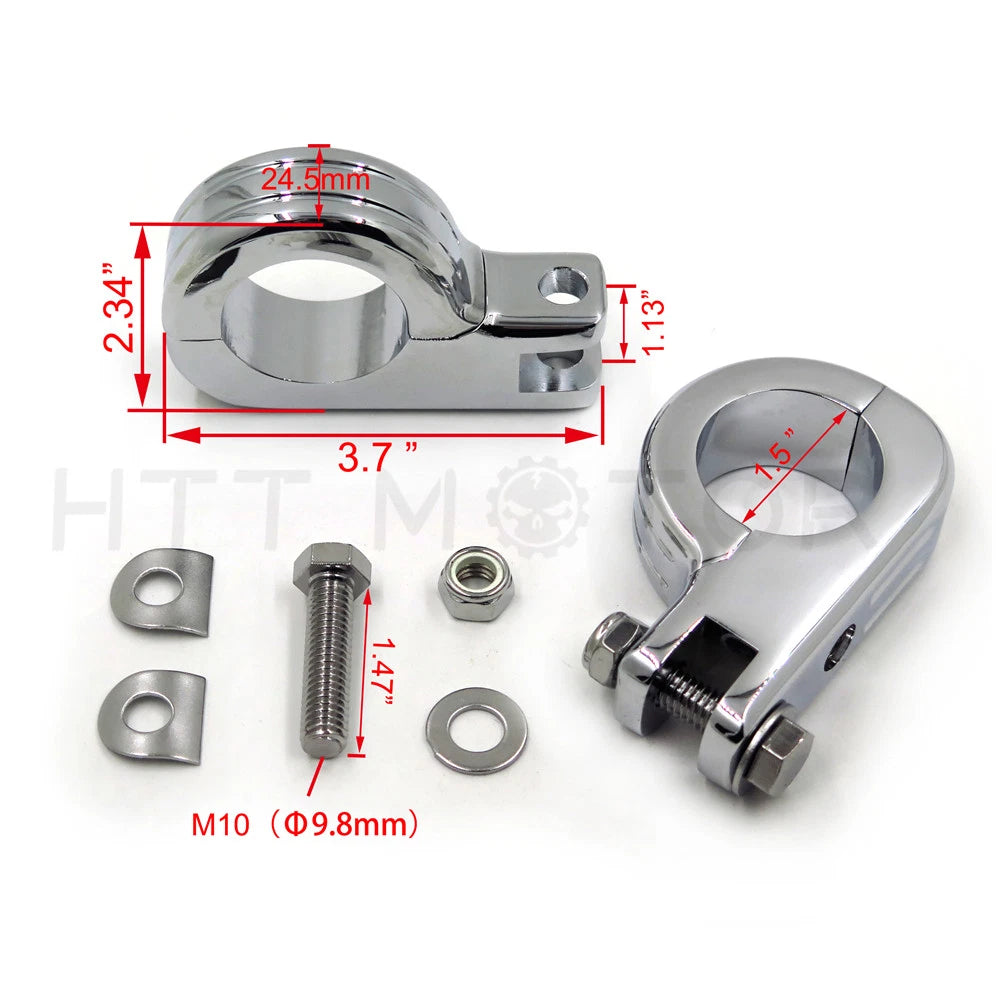 Set of 2 Chrome Foot Peg Mounts for Harley (1.5" Engine Guard)