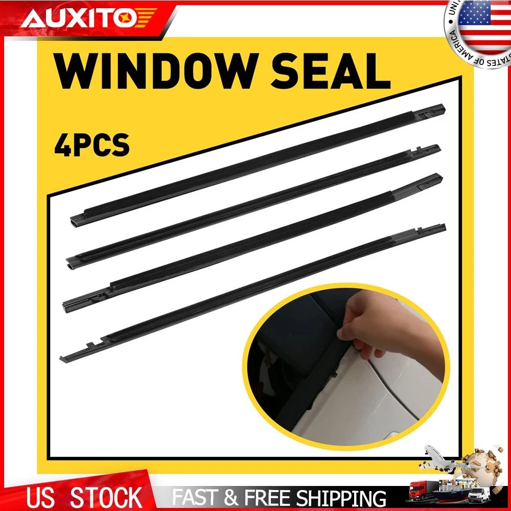 Set of 4 Weatherstrip Window Moulding Trim Seal Belts for Honda Civic Sedan (2016–2020)