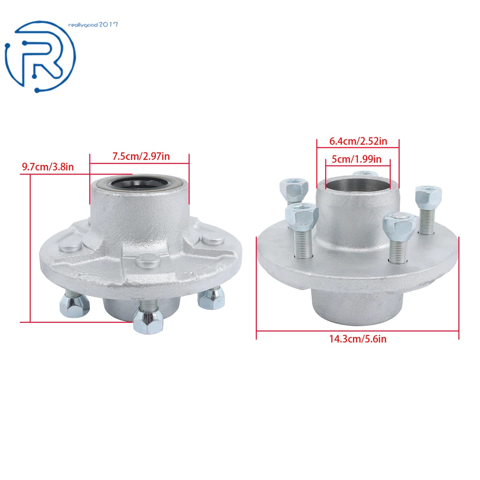 5 Lug Boat Trailer Hub Kit for 3500 lbs Trailers (Galvanized, Fully Greased)