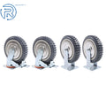 Set of 4 Heavy-Duty 8" Casters with Dual Brakes, Fixed, PU Textured Tread