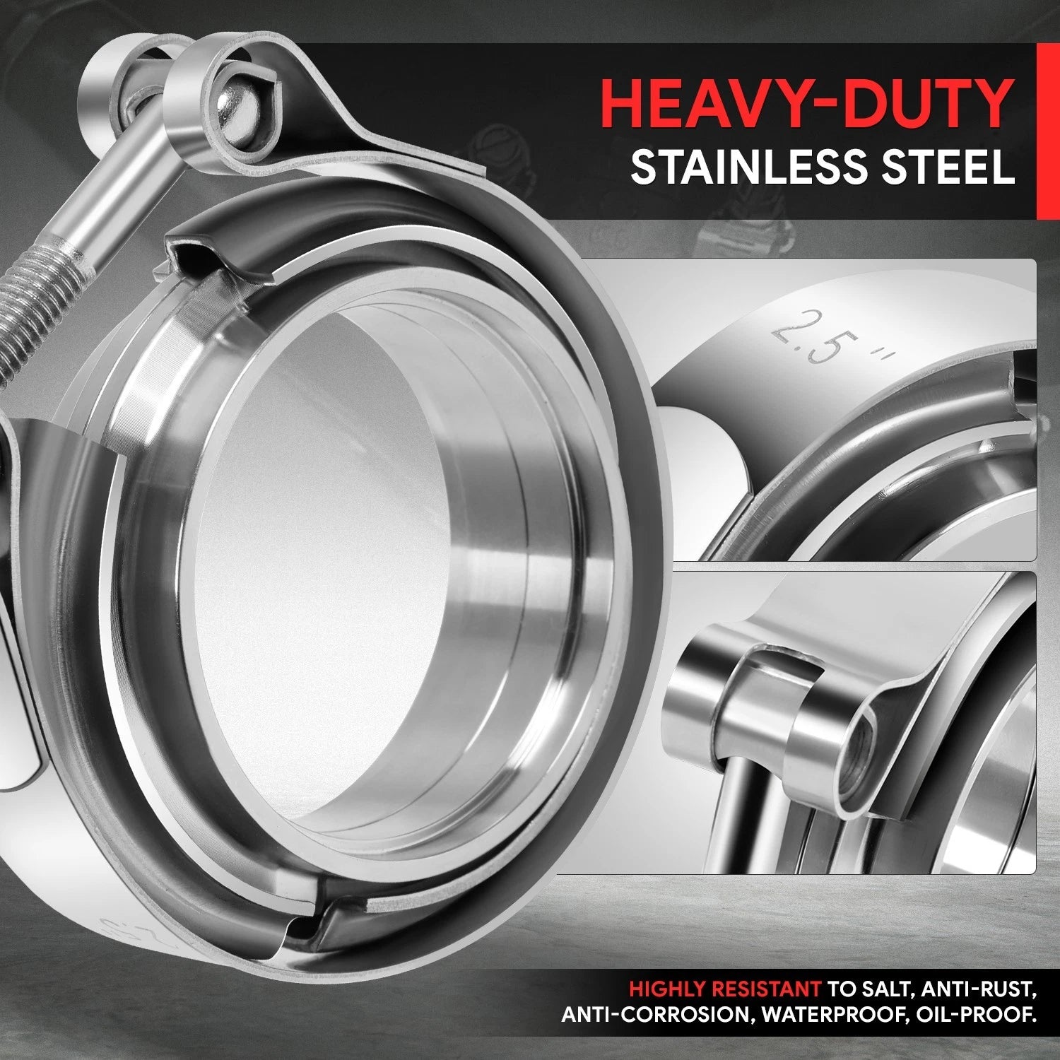 2.5" OD V-Band Turbo Clamp & Flange Set for Universal Applications (304 SS)