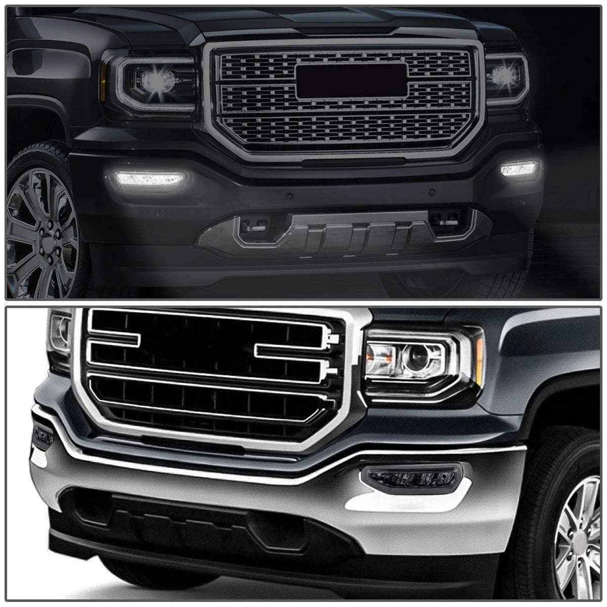 Chrome Smoked Fog Lights for GMC Sierra 1500 (2016–2018) w/ Sensor Holes