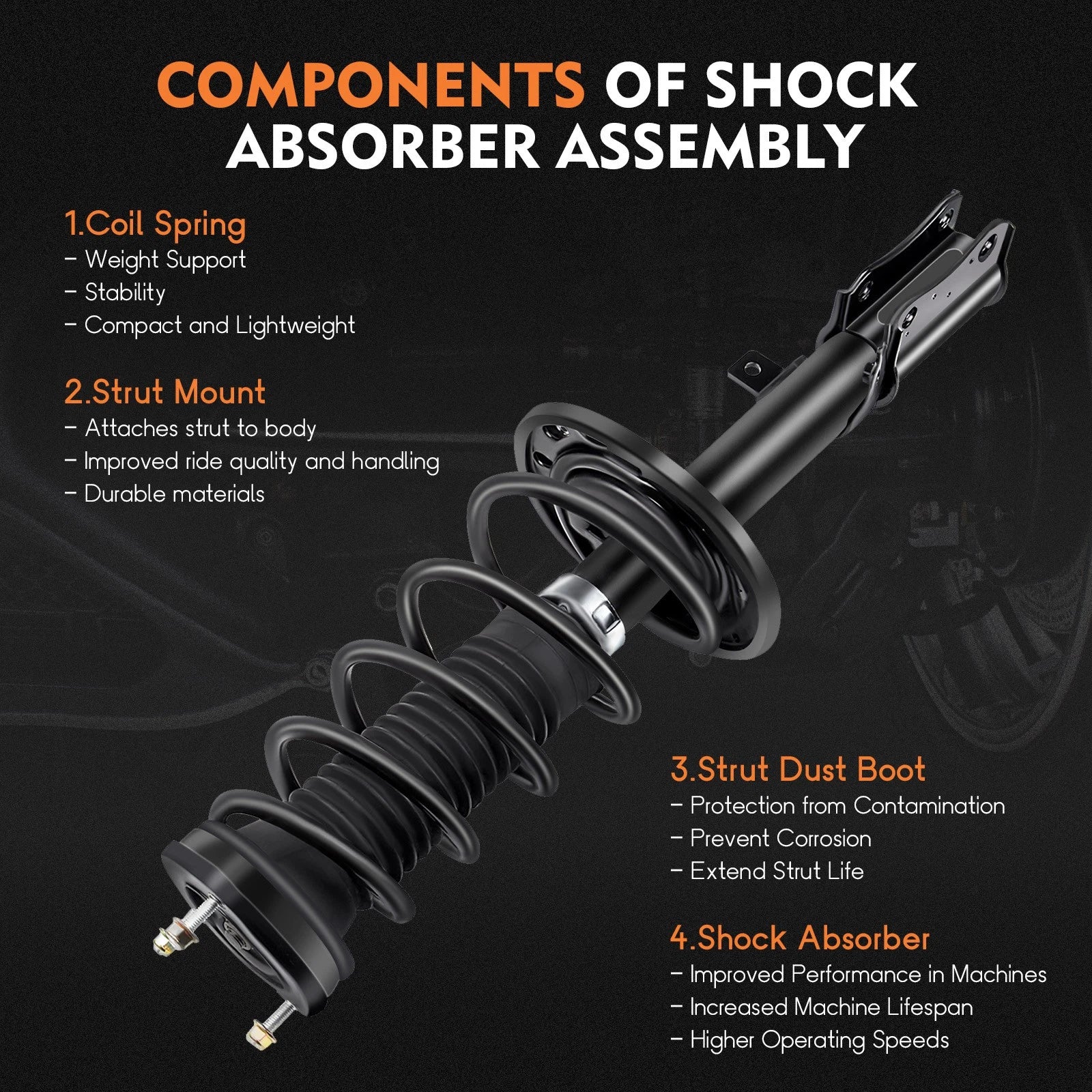 Set of 4 Quick Complete Struts Shock Spring & Mount for Toyota Camry Solara (2004–2006)
