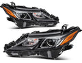 Set of 2 Headlight Assemblies for Toyota Camry SE (2021–2023) Black Housing Clear Lens
