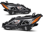 Set of 2 Headlight Assemblies for Toyota Camry SE (2021–2023) Black Housing Clear Lens