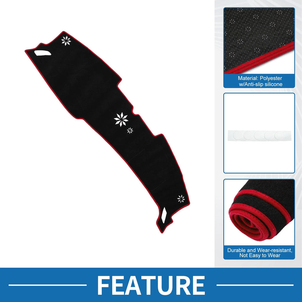 Dashboard Cover Mat for Hyundai Sonata (2024) Sun Protector Pad Black Red