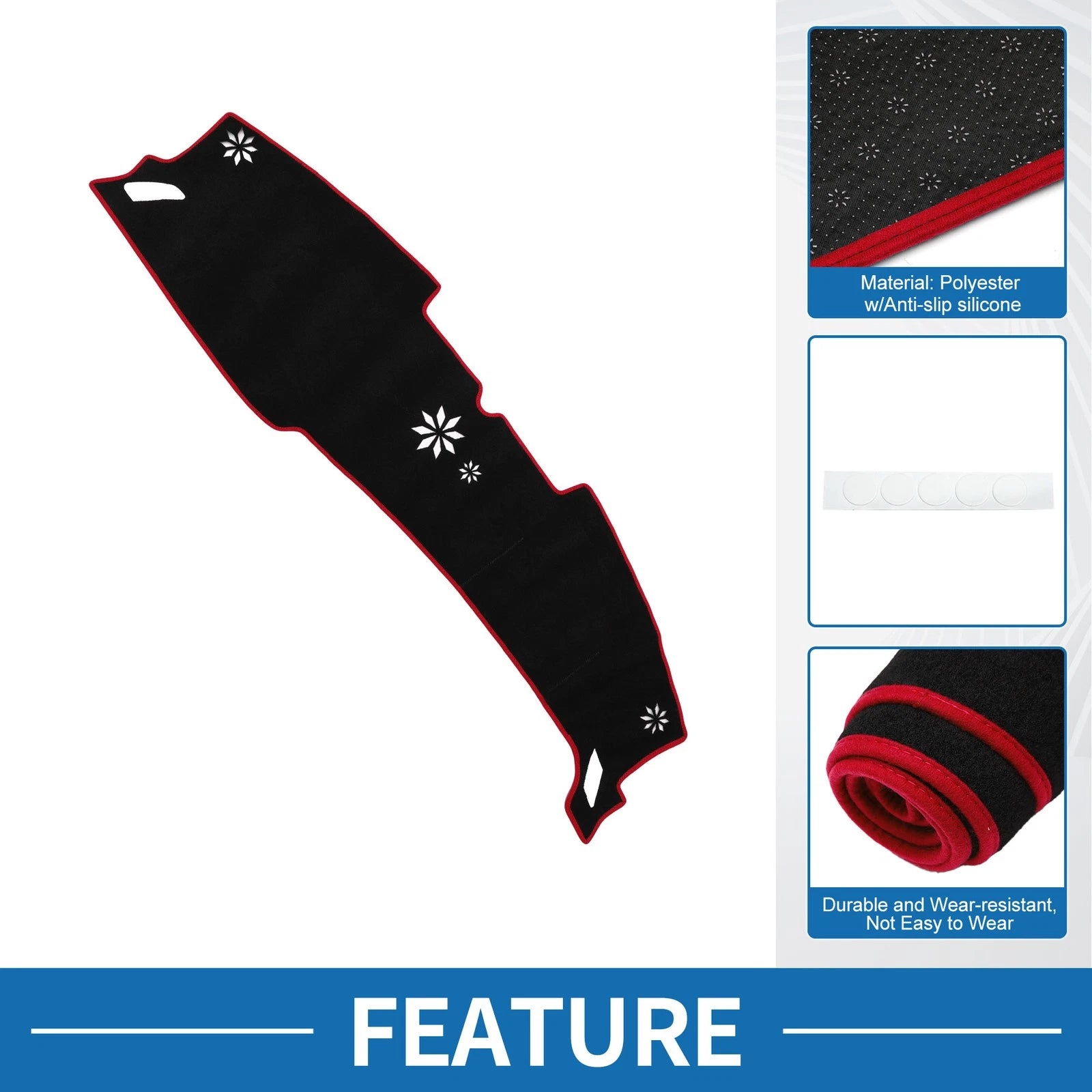 Dashboard Cover Mat for Hyundai Sonata (2024) Sun Protector Pad Black Red