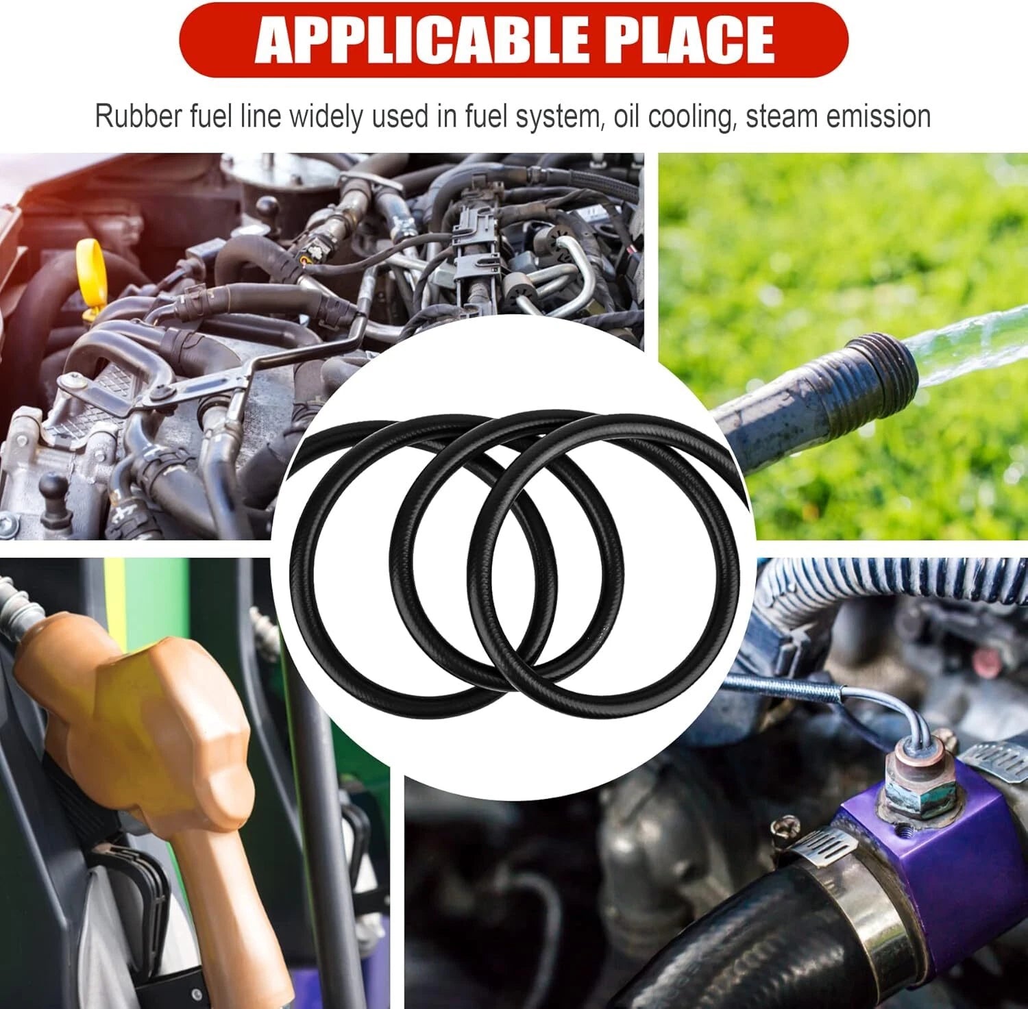 Fuel Hose Line for Various Models (20FT, Rubber, SAE 30R7)