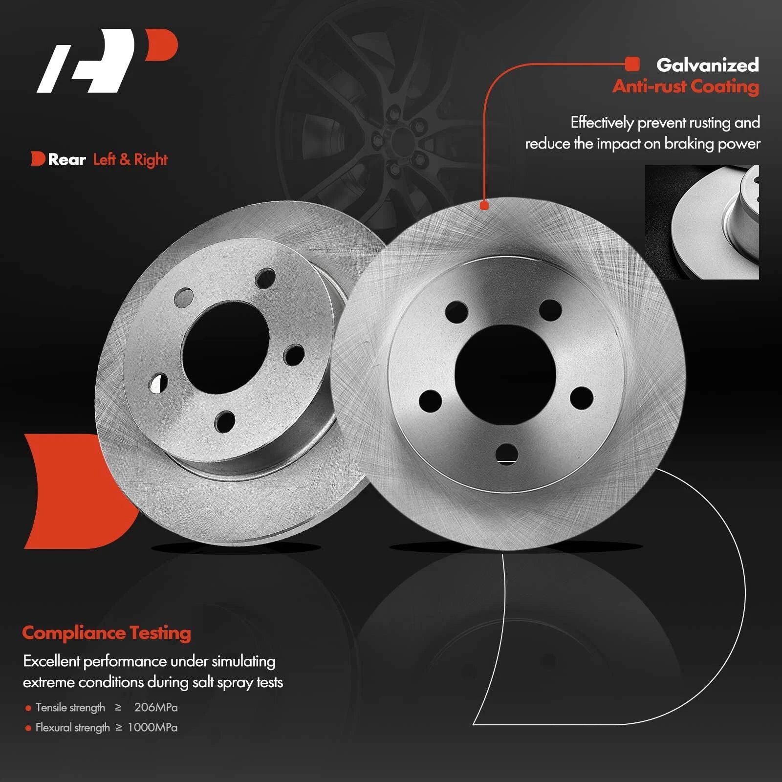 Rear Disc Brake Rotors & Pads for Ford Mustang