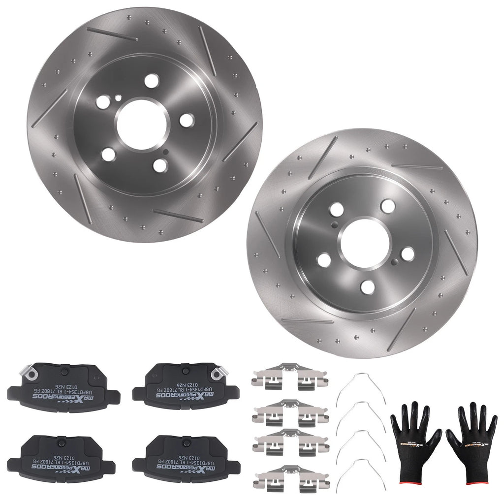 Set of 4 Rear Brake Rotors and Pads for Toyota Prius (2010–2022)