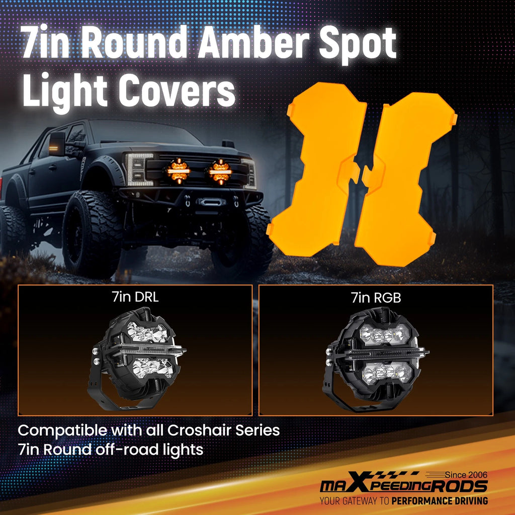 Protective Amber Cover for maXpeedingrods Crosshair Series 7" Light Pod