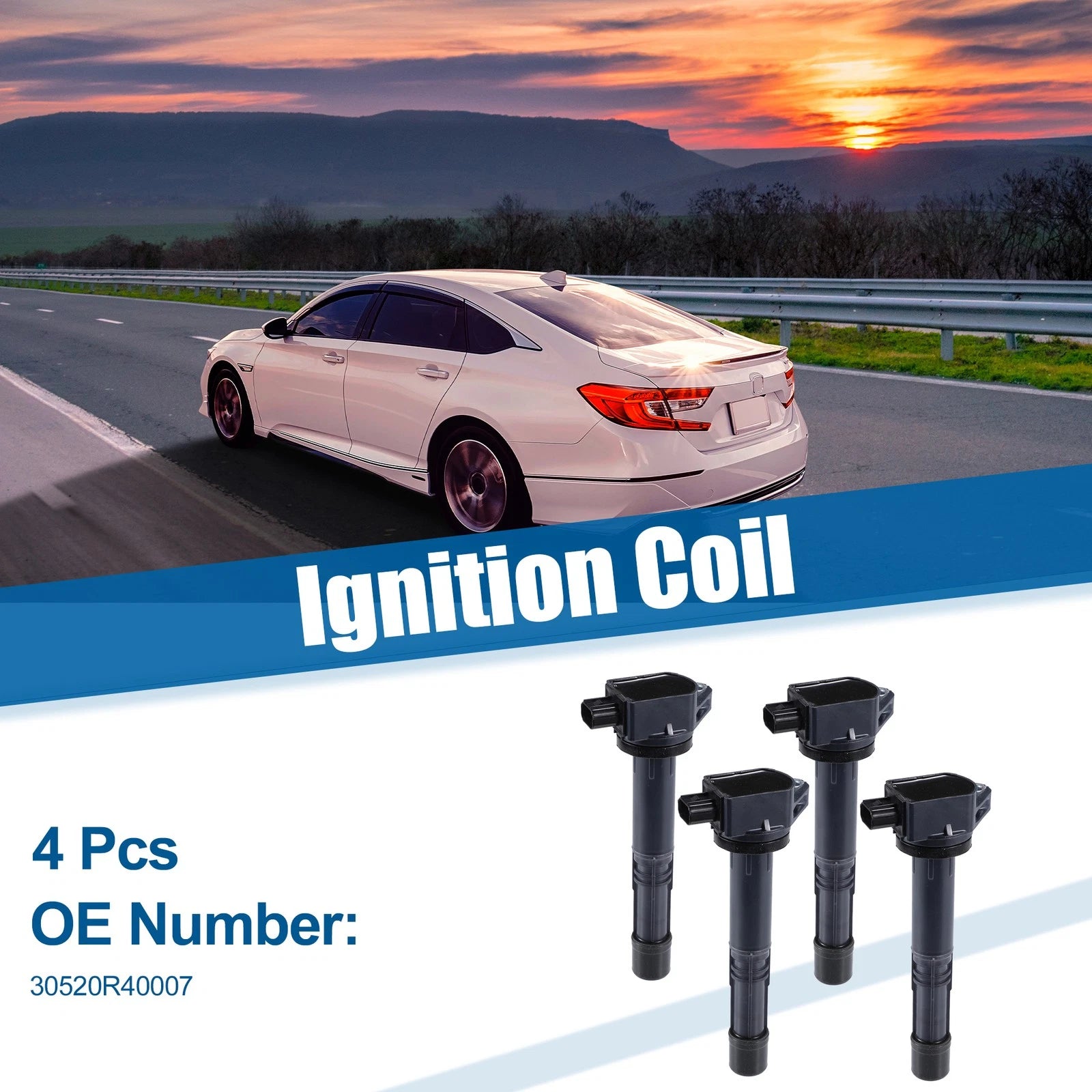 Set of 4 Ignition Coils No. 30520R40007 for Honda Accord, CR-V L4 