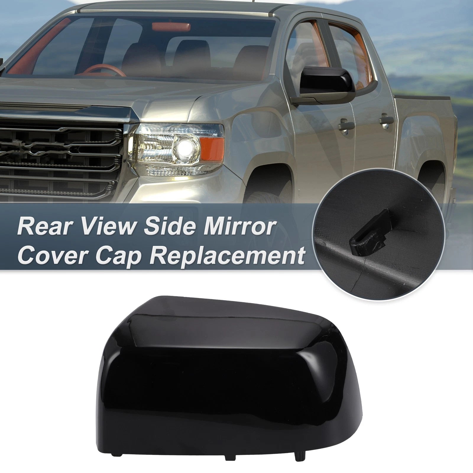 Left Side Rearview Mirror Cover Cap Gloss Black for Chevrolet Colorado 